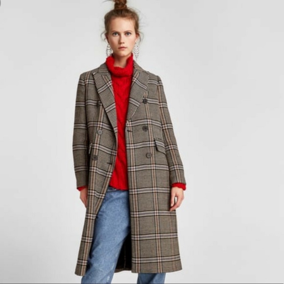 zara checked coat